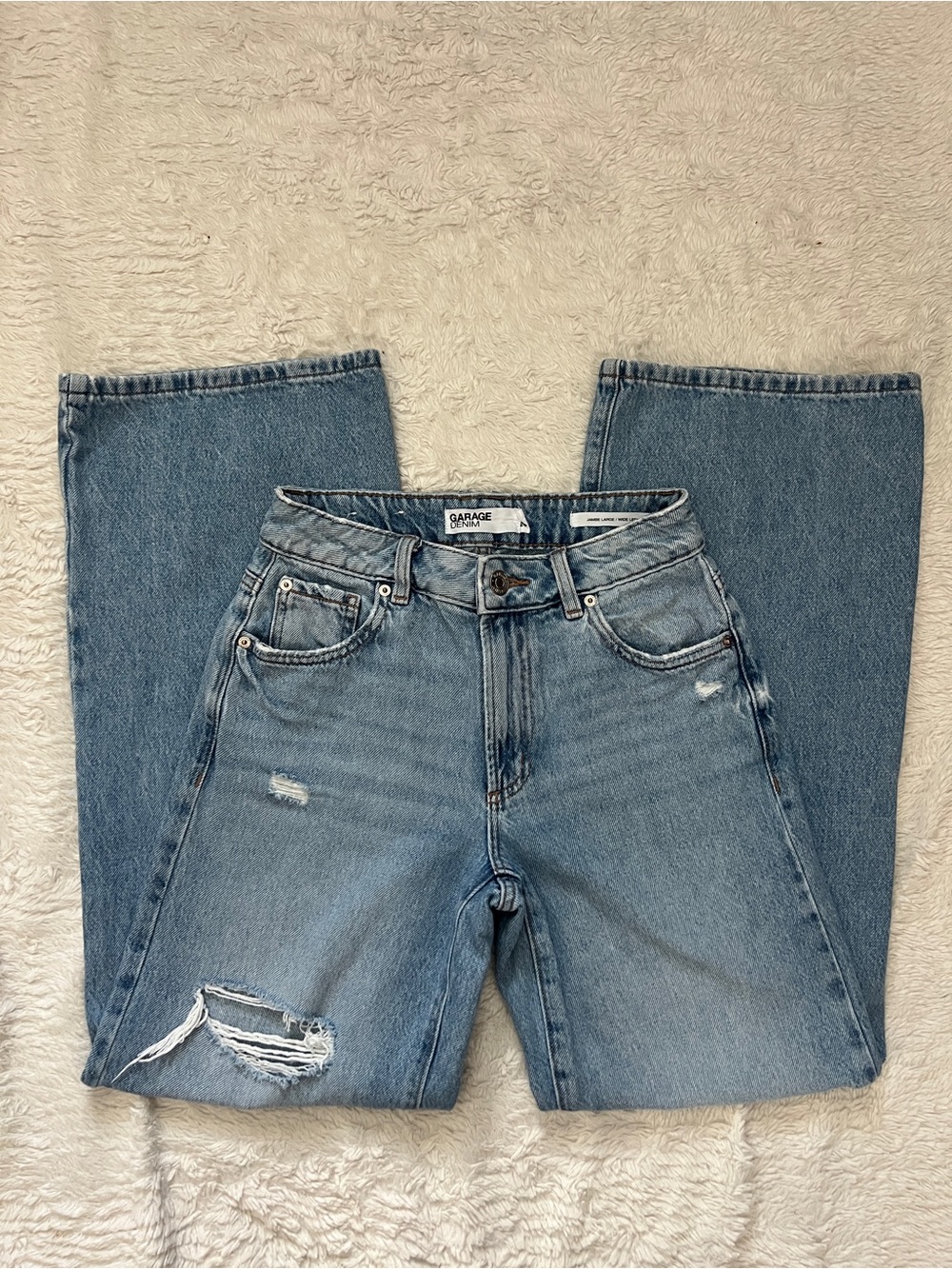 Garage Denim Distressed Wide Leg Jeans Light Wash Size 0 / 24